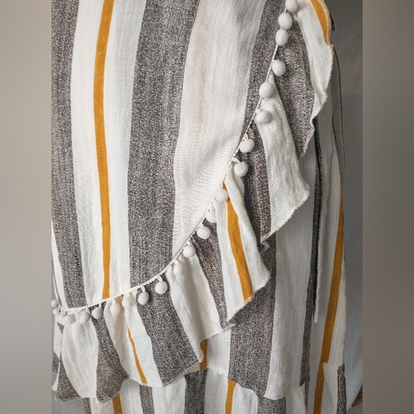 Simplee - Wrap Pom-pom Striped Dress - Super Cute! M - Picture 10 of 12